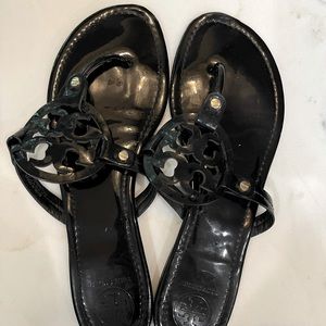 Tory Burch Miller Sandal. Patent Black. Sz 12